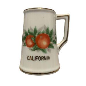 Vintage California Souvenir Mini Mug Stein With Oranges Gold Tone Accents